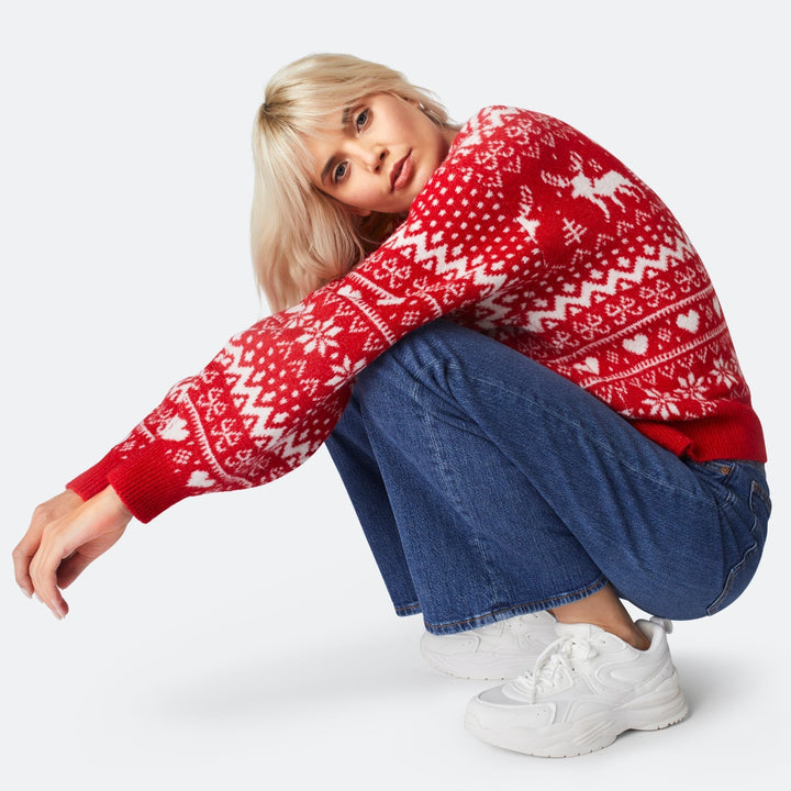 Rentier Oversized Weihnachtspullover Damen