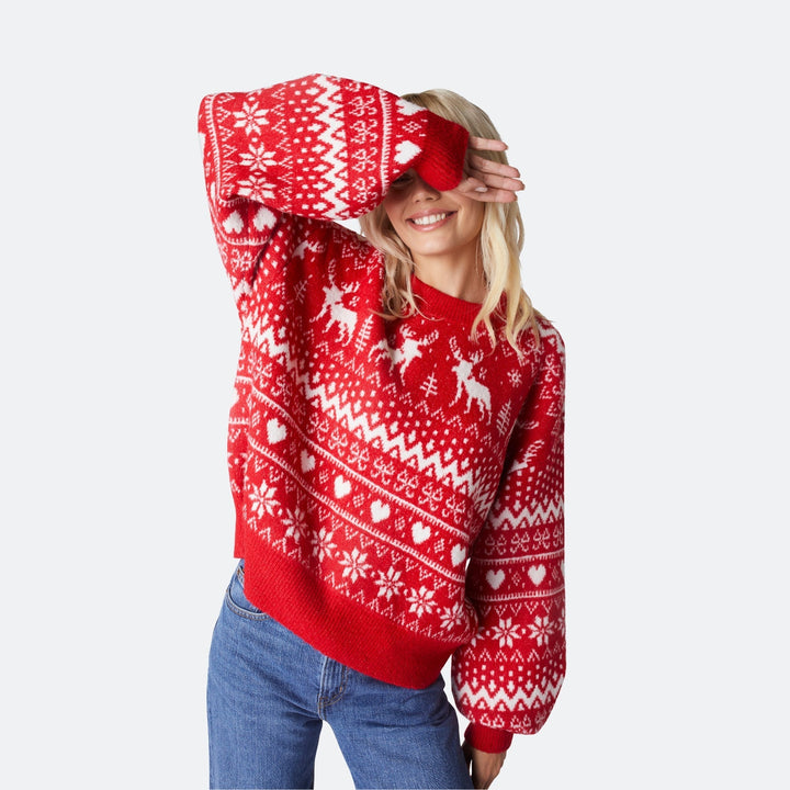 Rentier Oversized Weihnachtspullover Damen