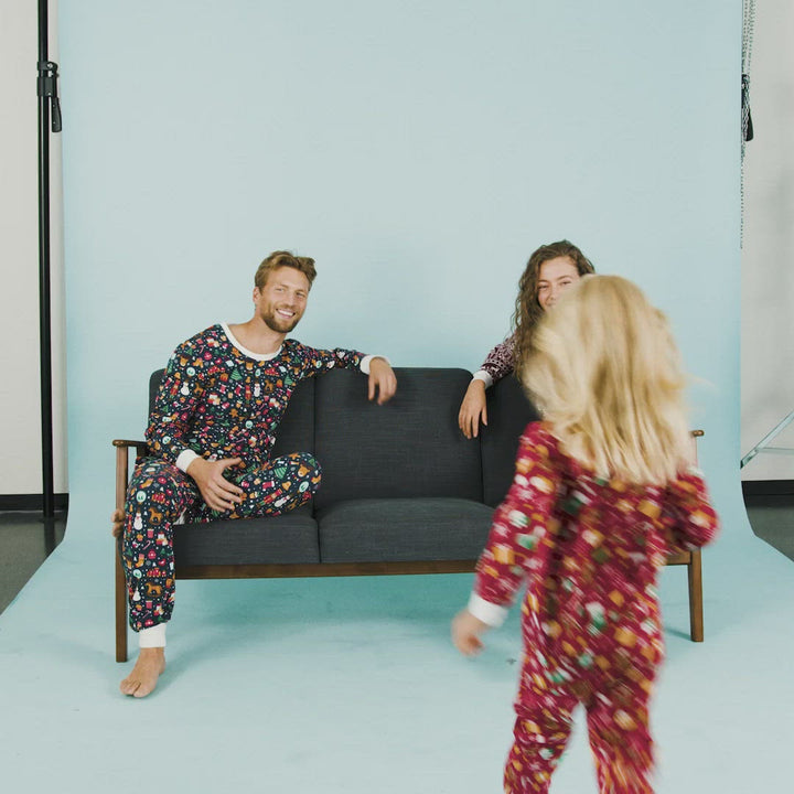 Burgunder Wintermuster Pyjama Kinder