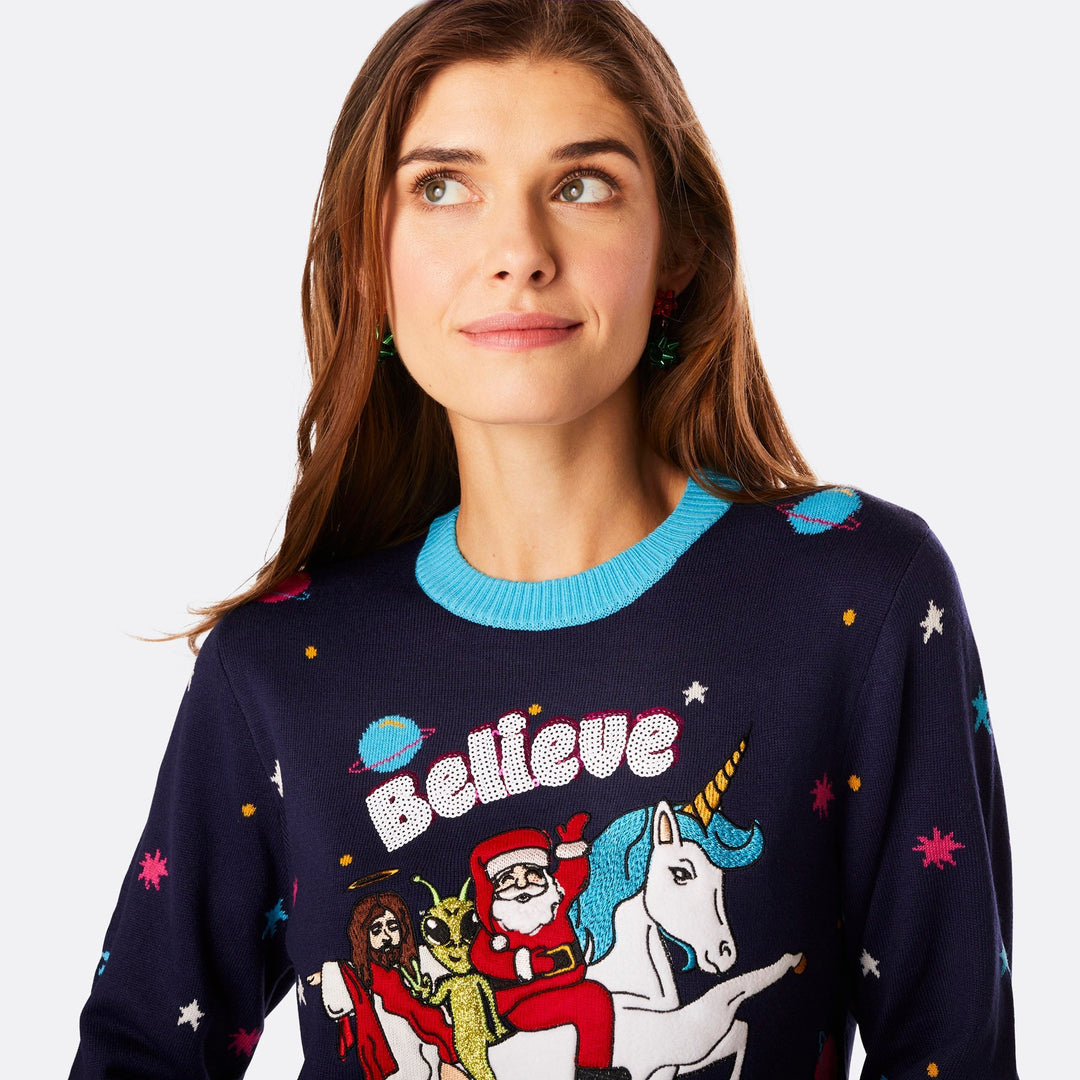 Believe Weihnachtspullover Damen