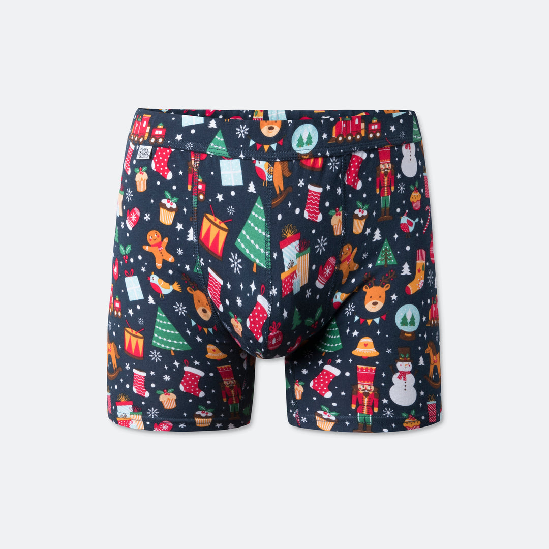 Blaue Weihnachtsboxershorts