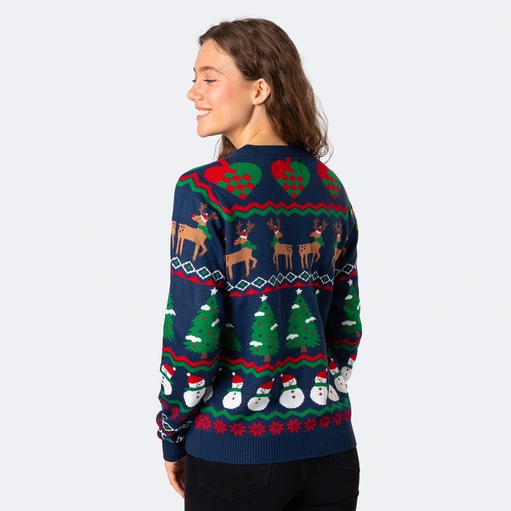 Blauer Ugly Christmas Sweater Damen