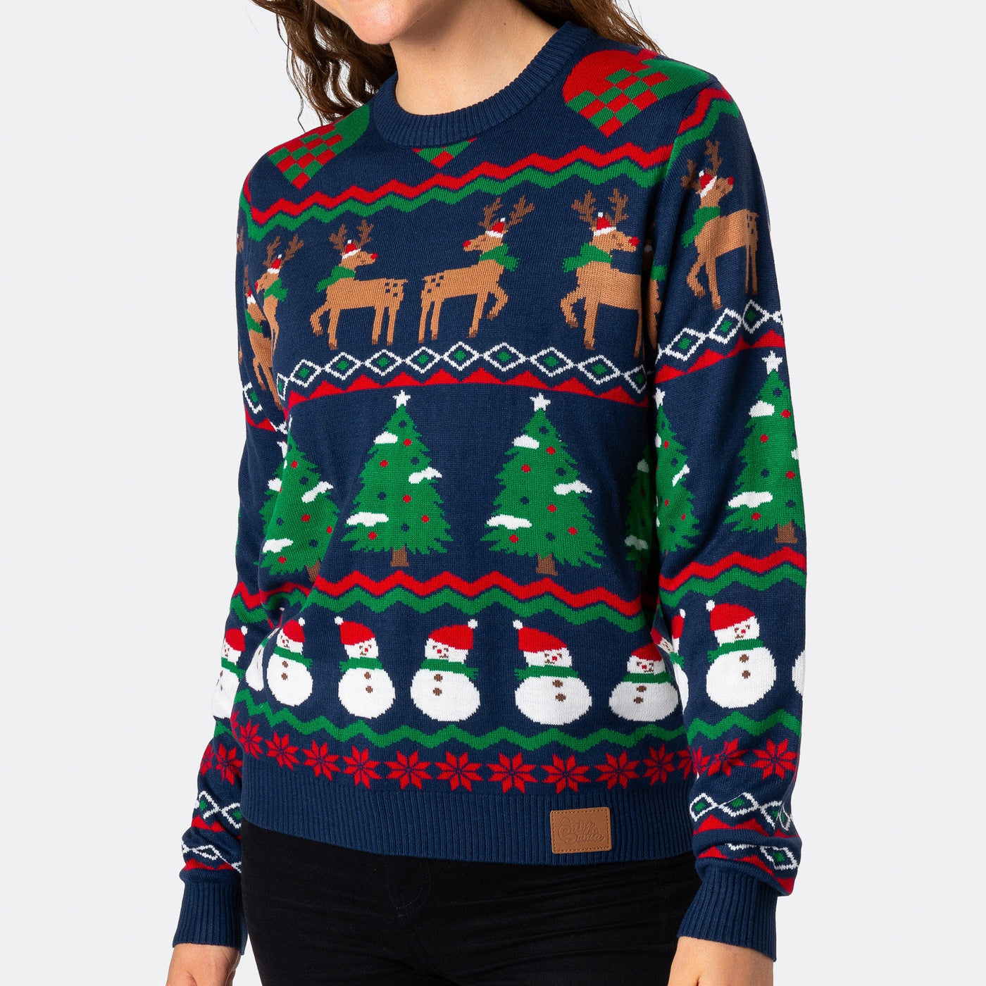 Blauer Ugly Christmas Sweater Damen