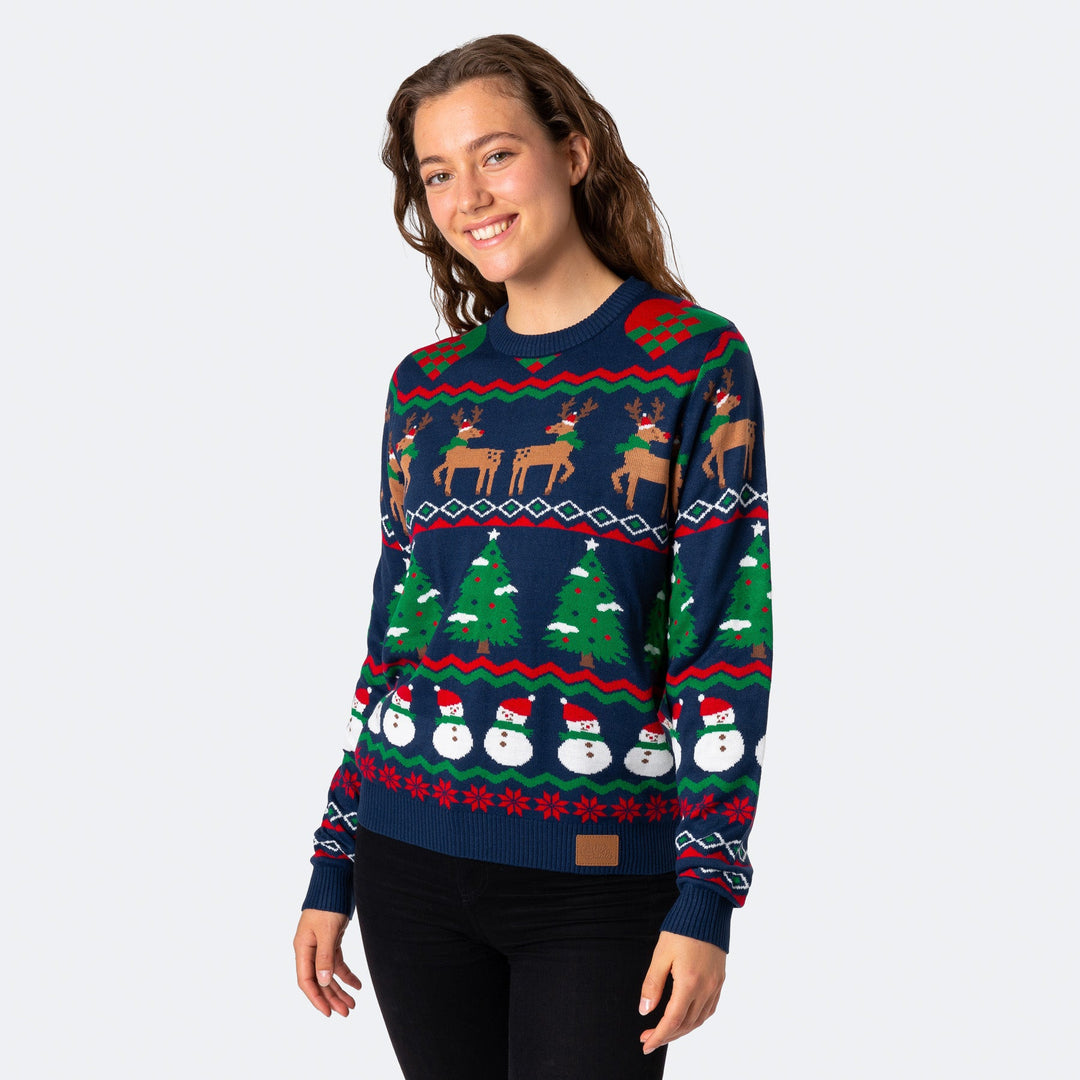 Blauer Ugly Christmas Sweater Damen