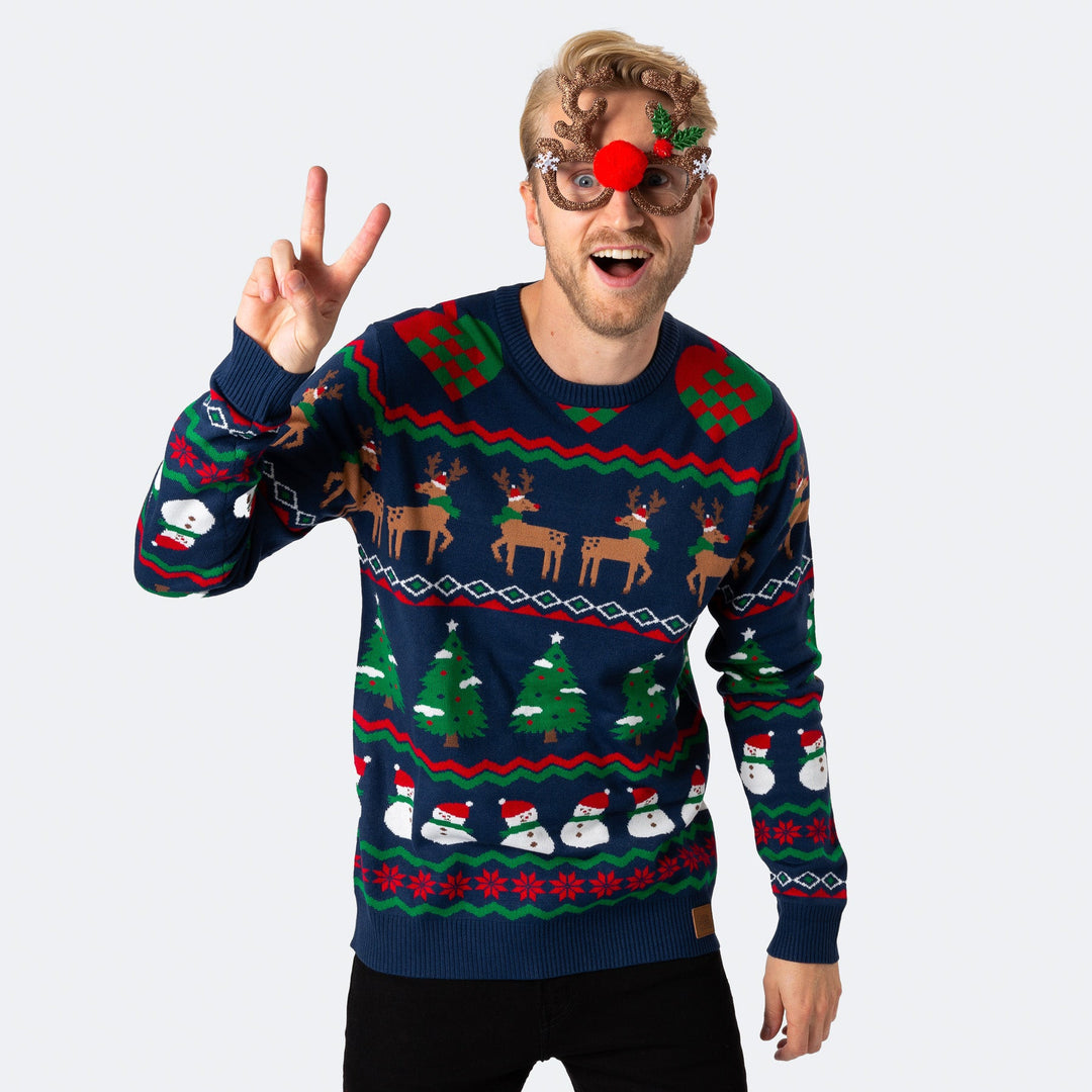 Blauer Ugly Christmas Sweater Herren