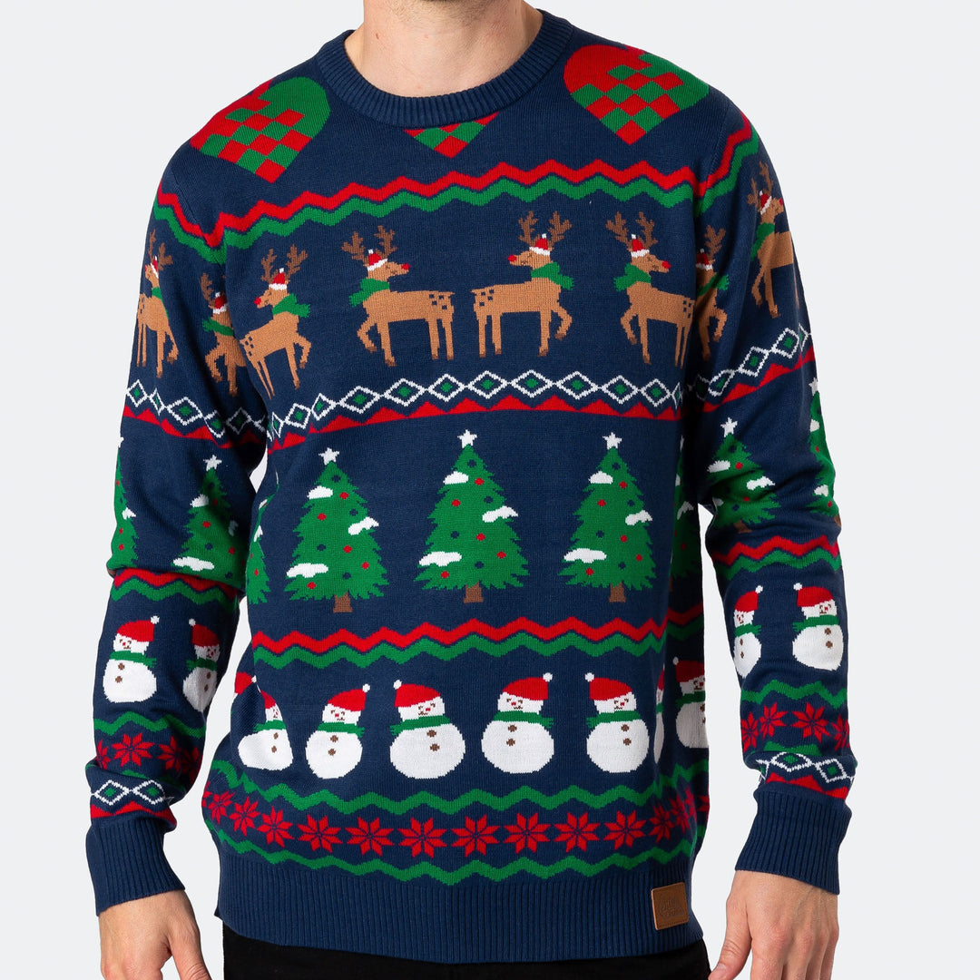 Blauer Ugly Christmas Sweater Herren