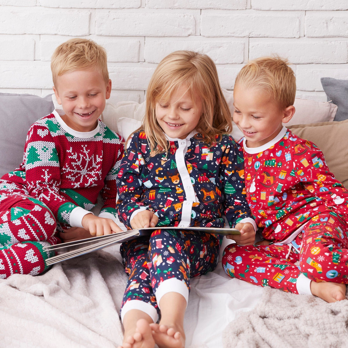 Blauer Weihnachtstraum Weihnachtspyjama mit Kragen Kinder