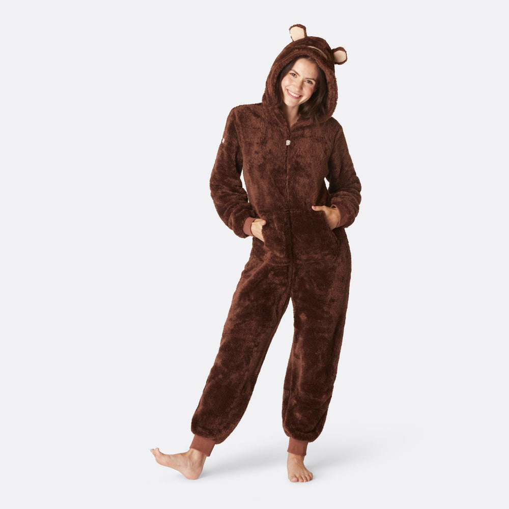 Brauner Teddybär Onesie Damen