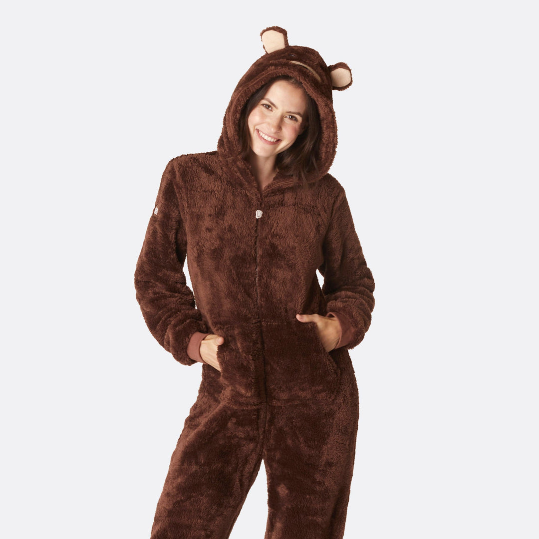 Brauner Teddybär Onesie Damen