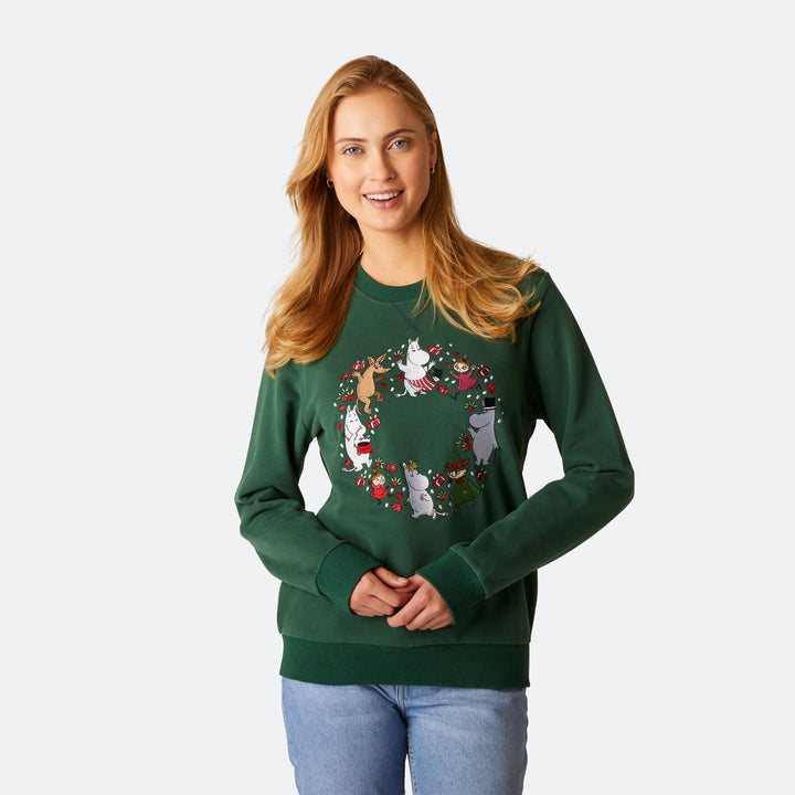 Mumins Grünes Weihnachts-Sweatshirt Damen