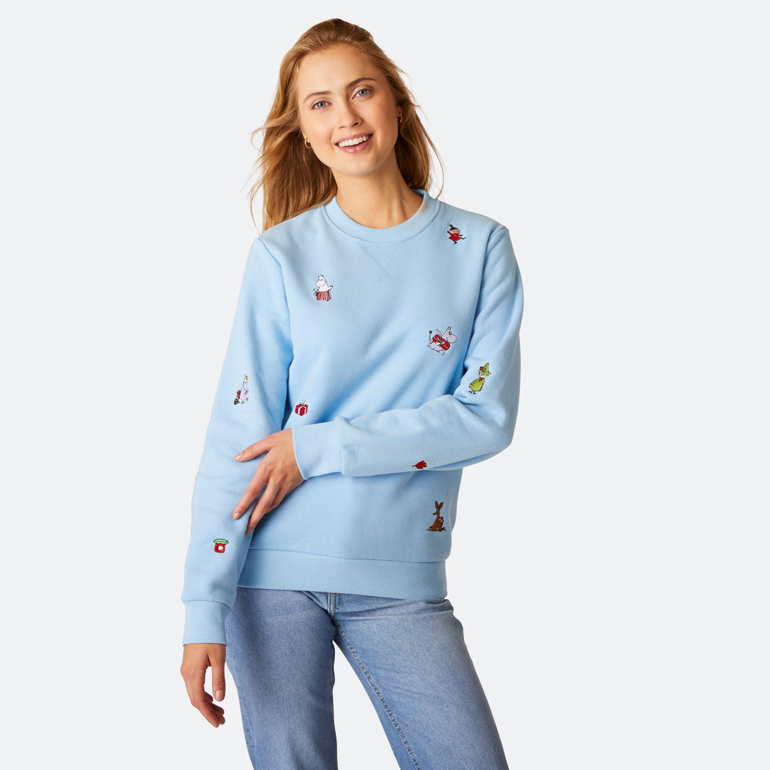 Mumins Blaues Weihnachts-Sweatshirt Damen