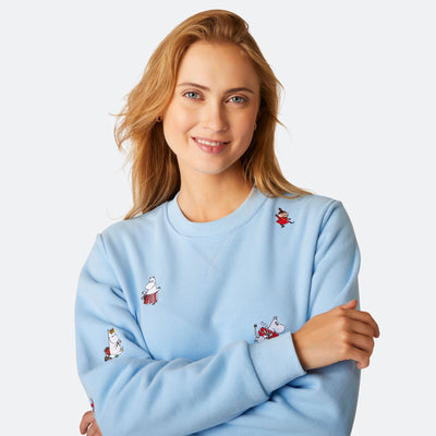 Mumins Blaues Weihnachts-Sweatshirt Damen
