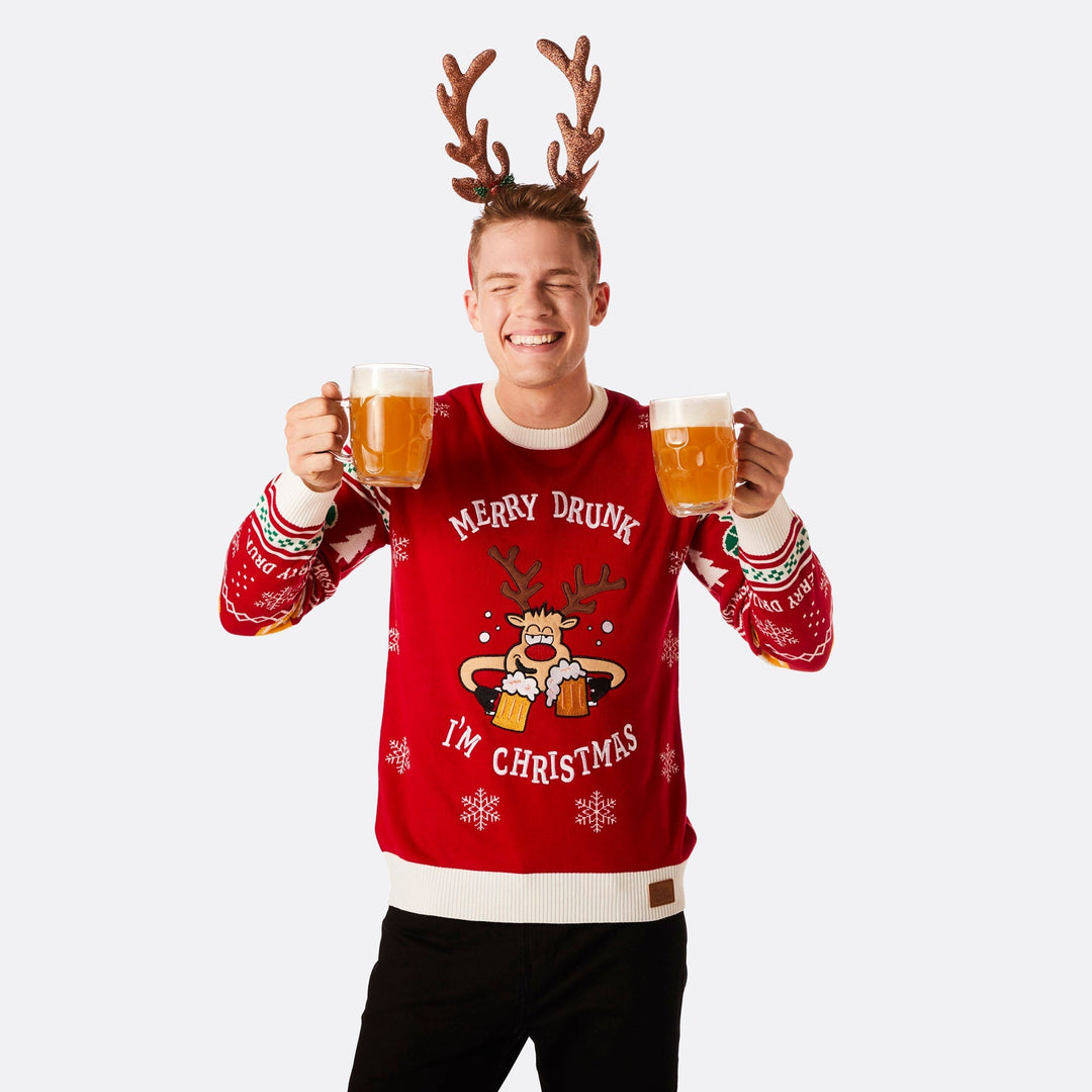 Merry Drunk Weihnachtspullover Herren