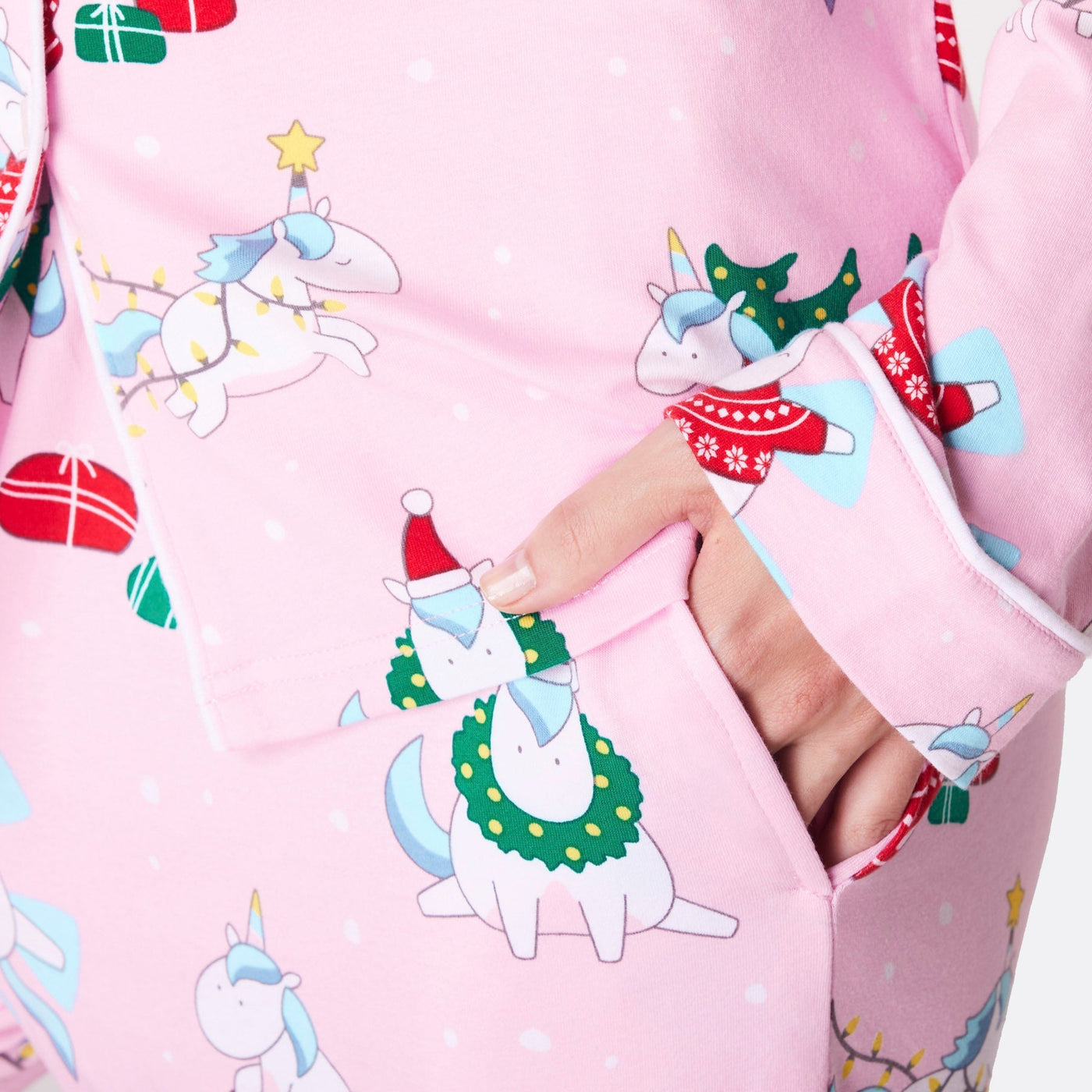 Einhorn Weihnachtspyjama mit Kragen Damen