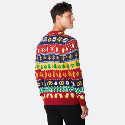 Gestreifter Bier Weihnachtspullover Herren