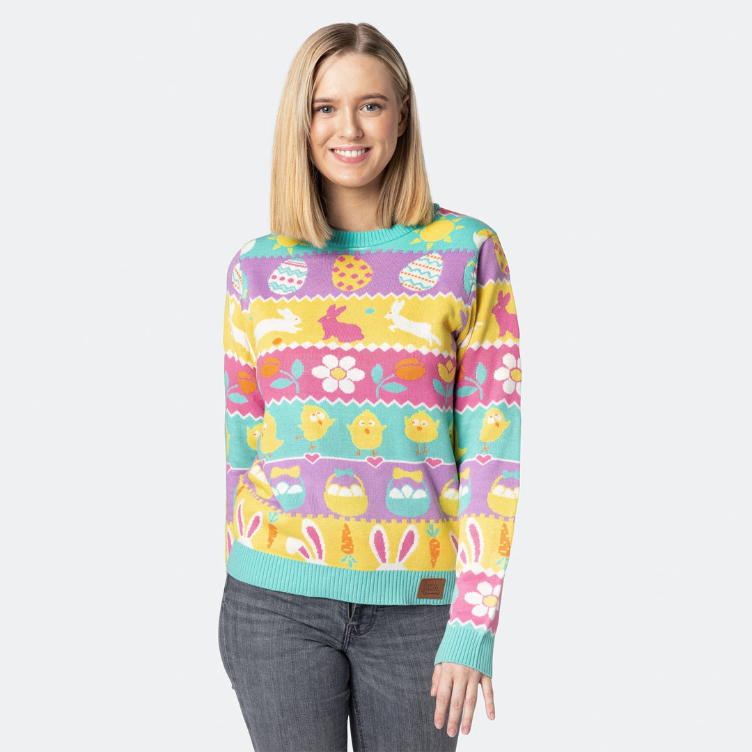 Gestreifter Osterpullover Damen
