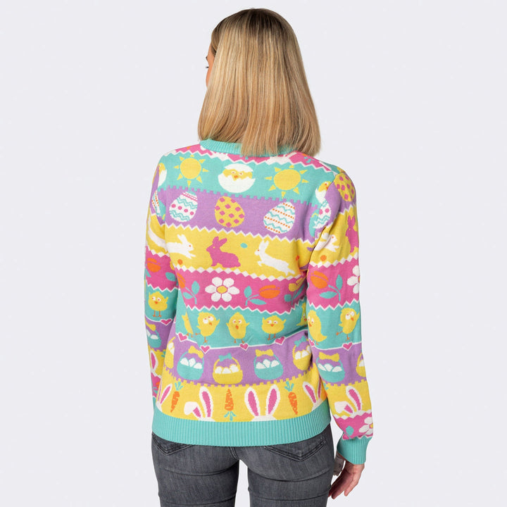 Gestreifter Osterpullover Damen