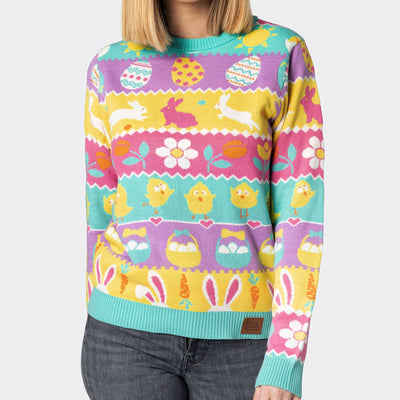 Gestreifter Osterpullover Damen