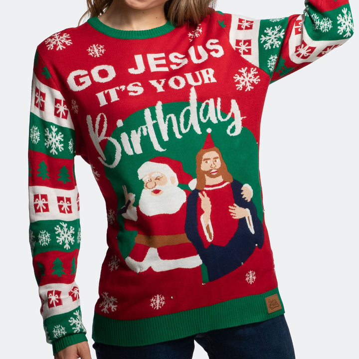 Go Jesus, it´s Your Birthday! Weihnachtspullover Damen