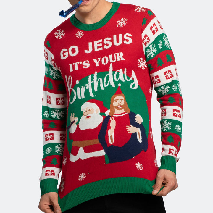 Go Jesus, it´s Your Birthday! Weihnachtspullover Herren