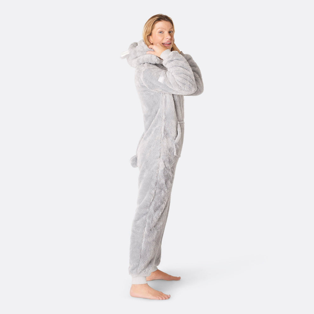 Grauer Teddybär Onesie Damen