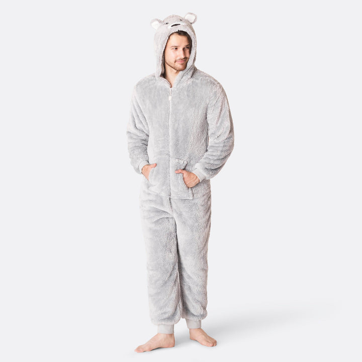 Grauer Teddybär Onesie Herren