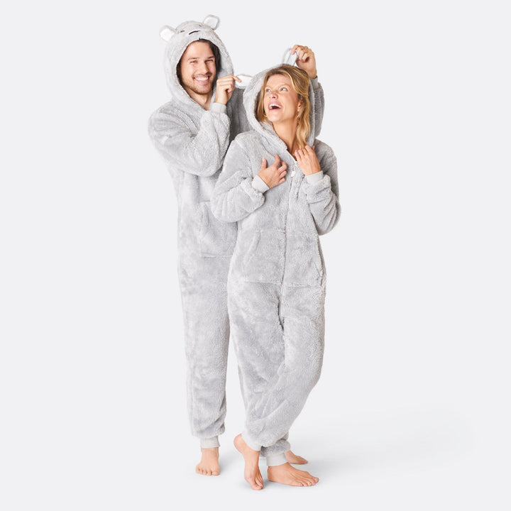 Grauer Teddybär Onesie Herren