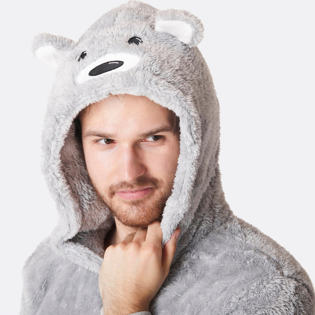 Grauer Teddybär Onesie Herren