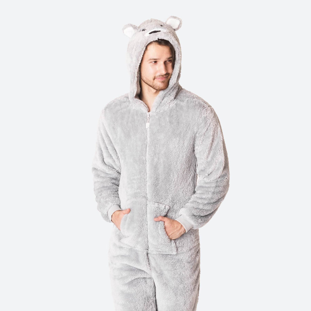 Grauer Teddybär Onesie Herren