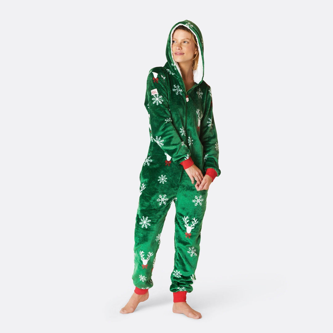 Grüner Rentier Onesie Damen