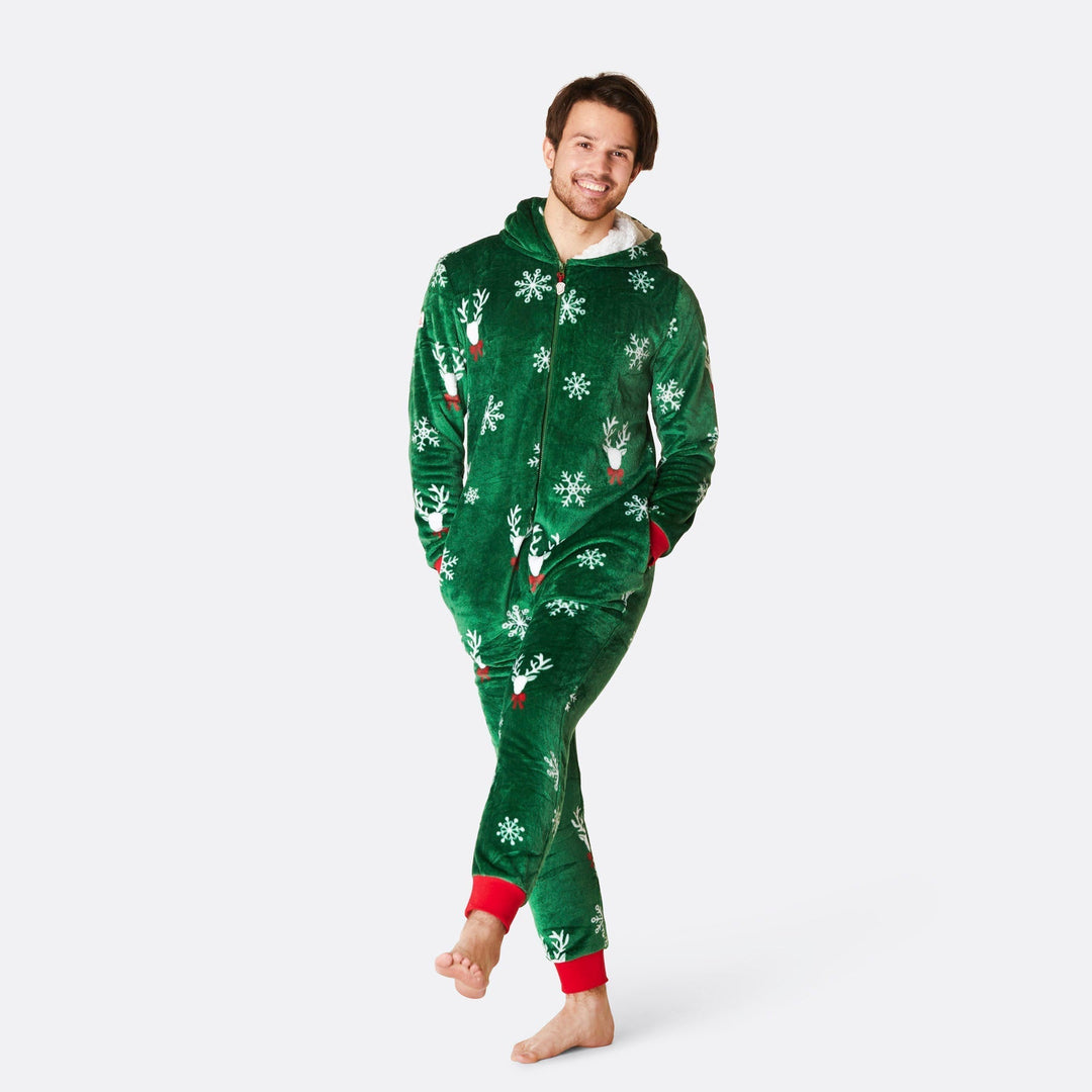 Grüner Rentier Onesie Herren