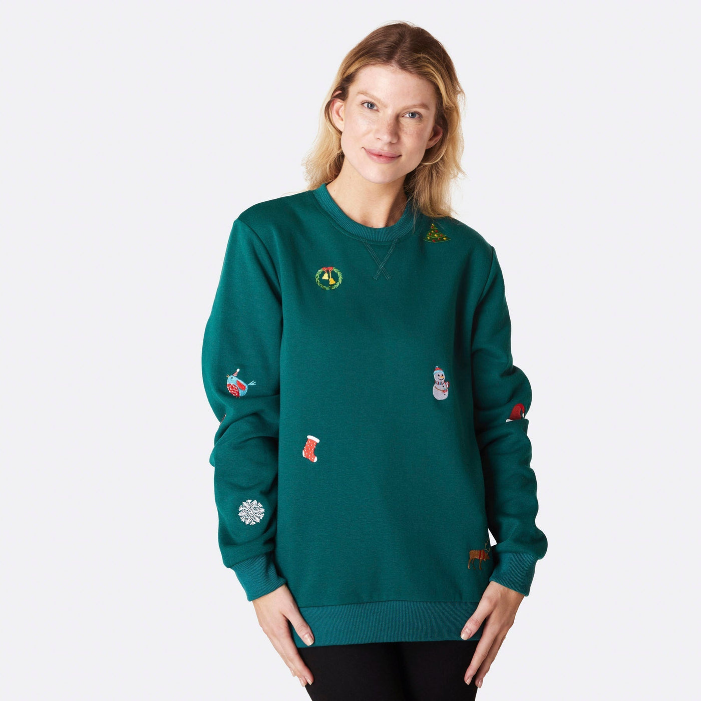 Grünes Weihnachts-Sweatshirt Damen