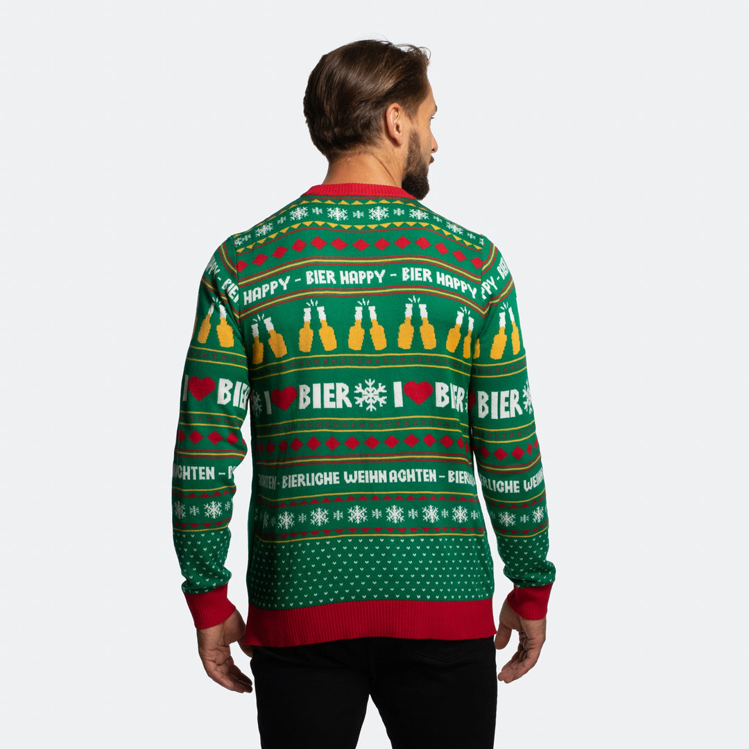 Lustiger Weihnachtspullover Herren β Mit Bier LEDs