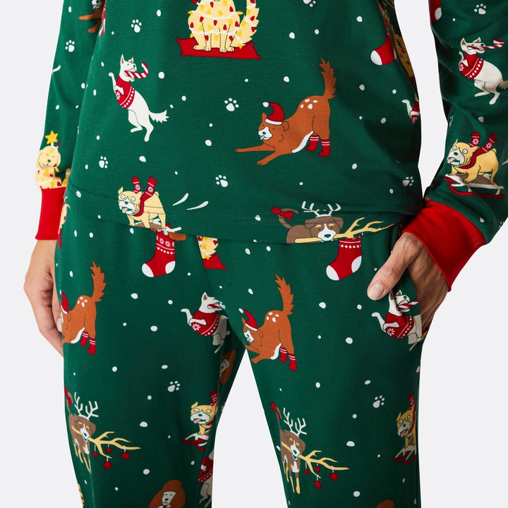 Hunde Weihnachtspyjama Damen