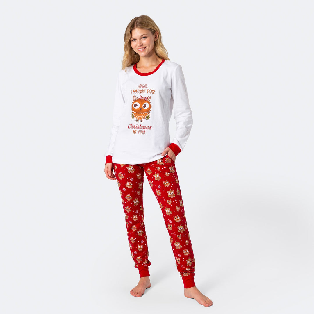 Lebkucheneule Weihnachtspyjama Damen