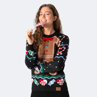 Lebkuchenmännchen Weihnachtspullover Damen