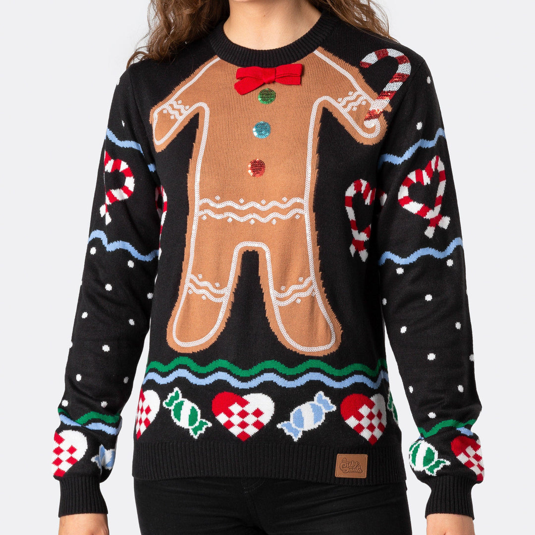 Lebkuchenmännchen Weihnachtspullover Damen