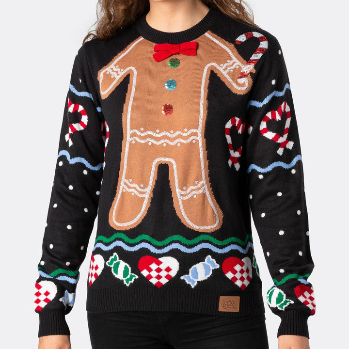 Lebkuchenmännchen Weihnachtspullover Damen