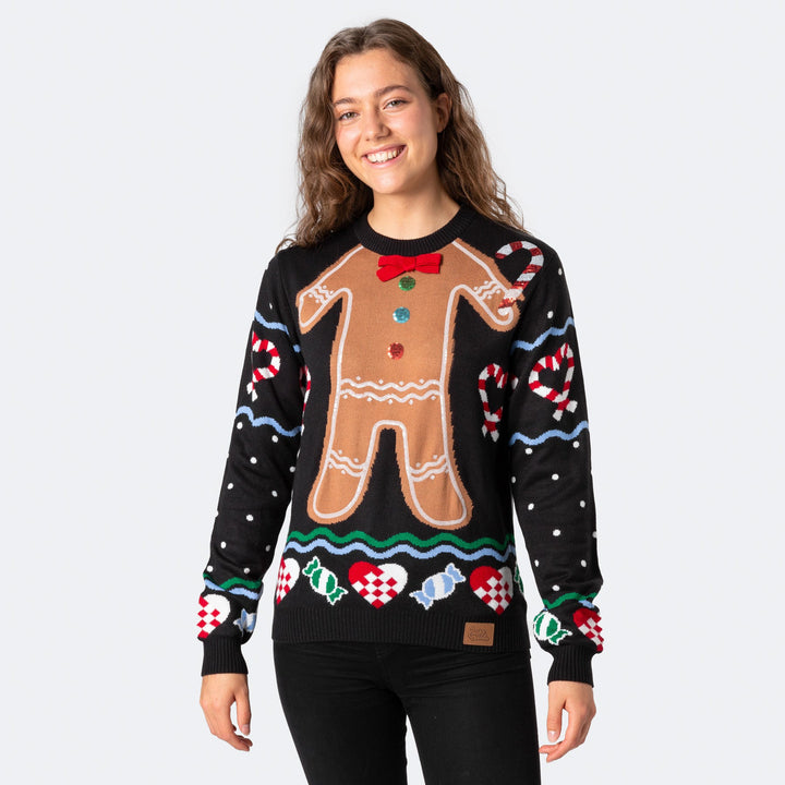 Lebkuchenmännchen Weihnachtspullover Damen