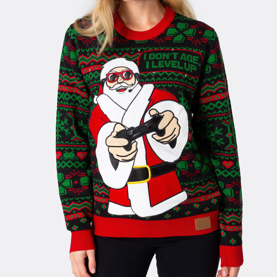 Level Up Weihnachtspullover Damen