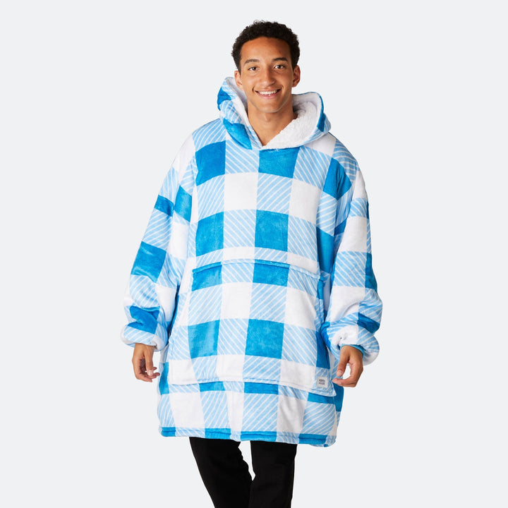 Blau Karierter HappyHoodie