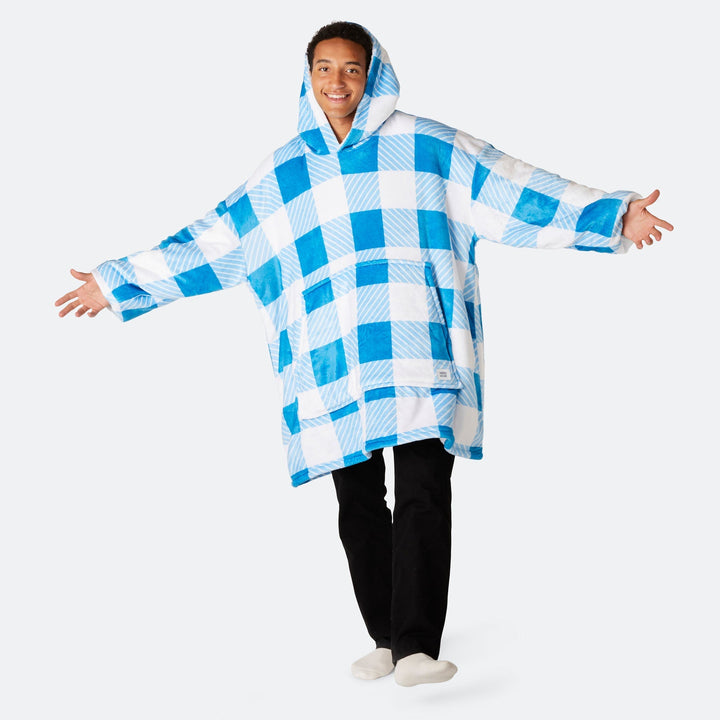 Blau Karierter HappyHoodie