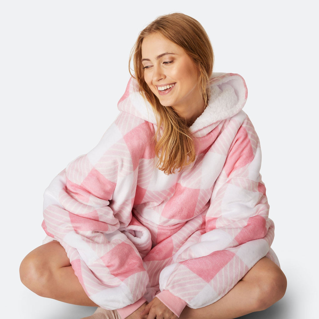 Pink Karierter HappyHoodie