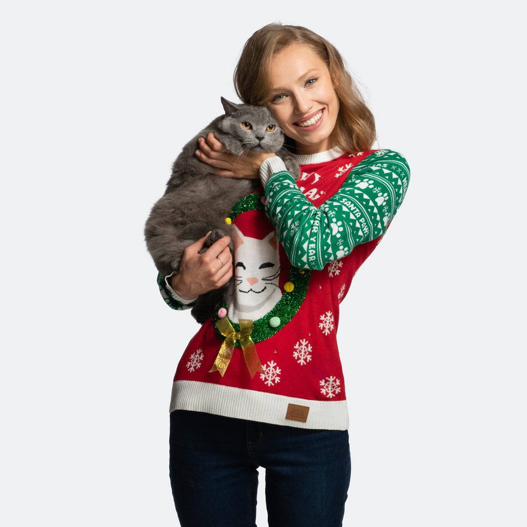 Meowy Christmas Weihnachtspullover Damen