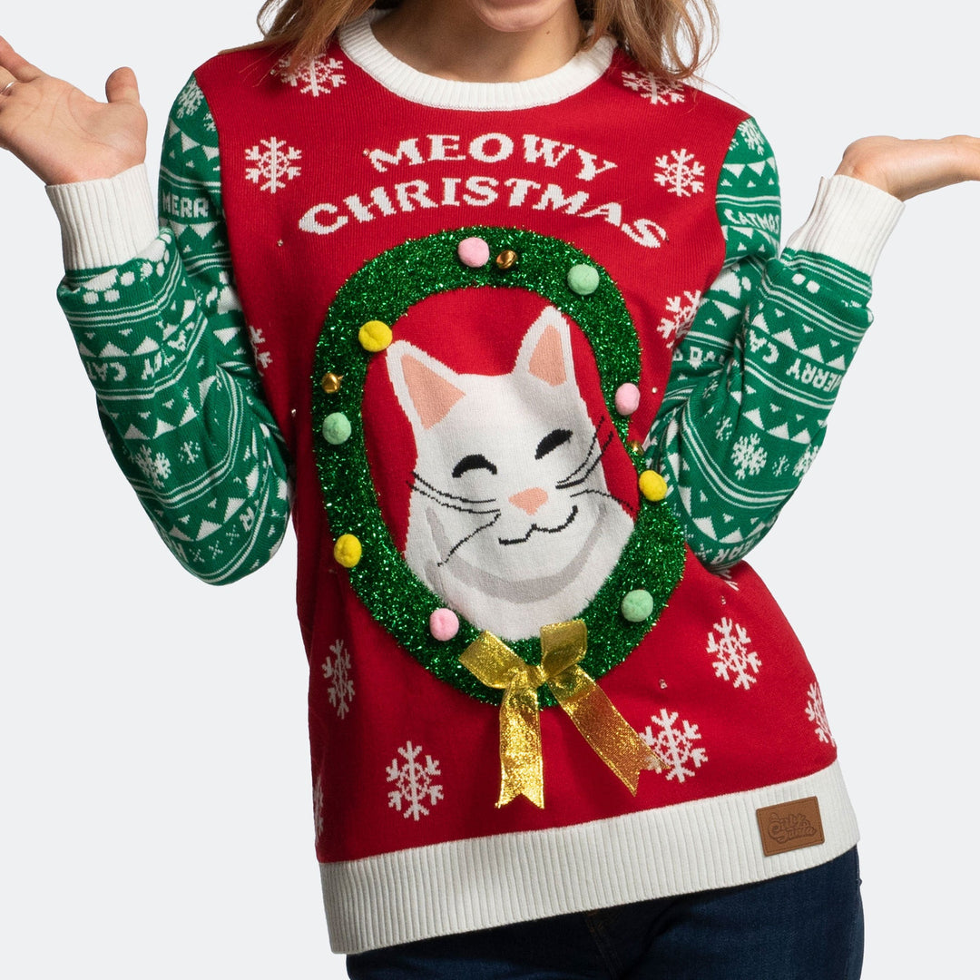 Meowy Christmas Weihnachtspullover Damen