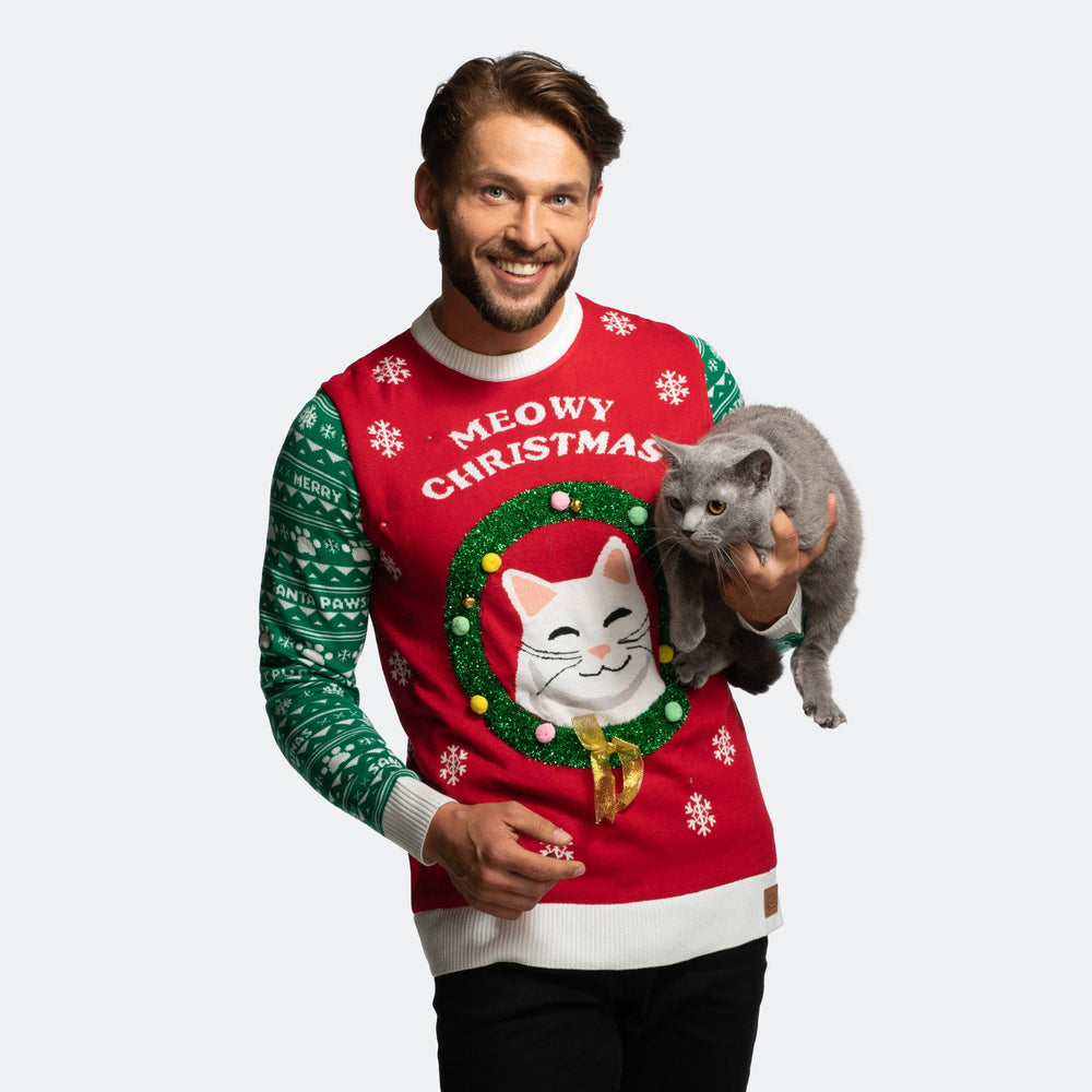 Meowy Christmas Weihnachtspullover Herren