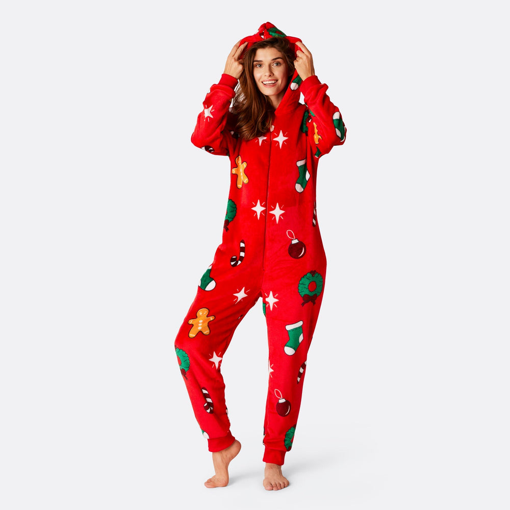 Roter Hohoho Onesie Damen