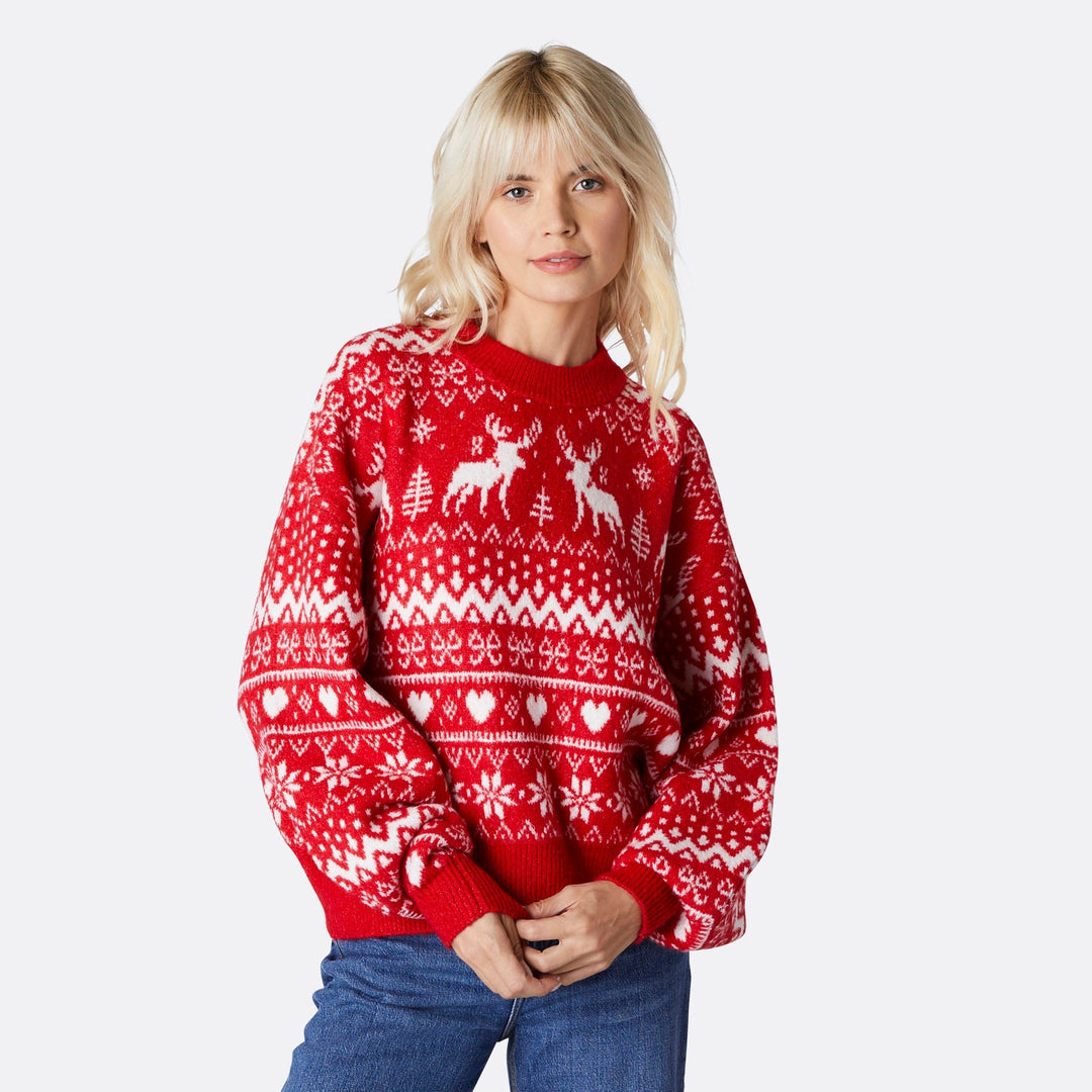 Rentier Oversized Weihnachtspullover Damen