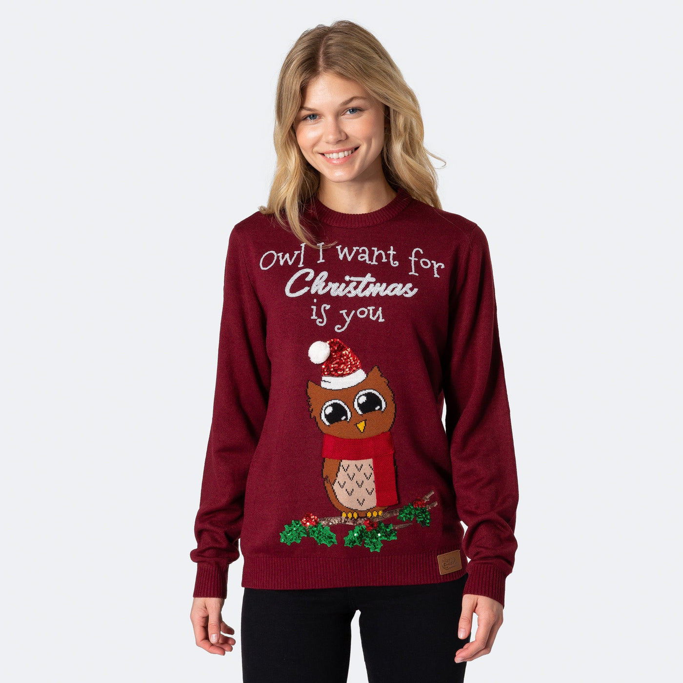 Owl I Want For Christmas Weihnachtspullover Damen