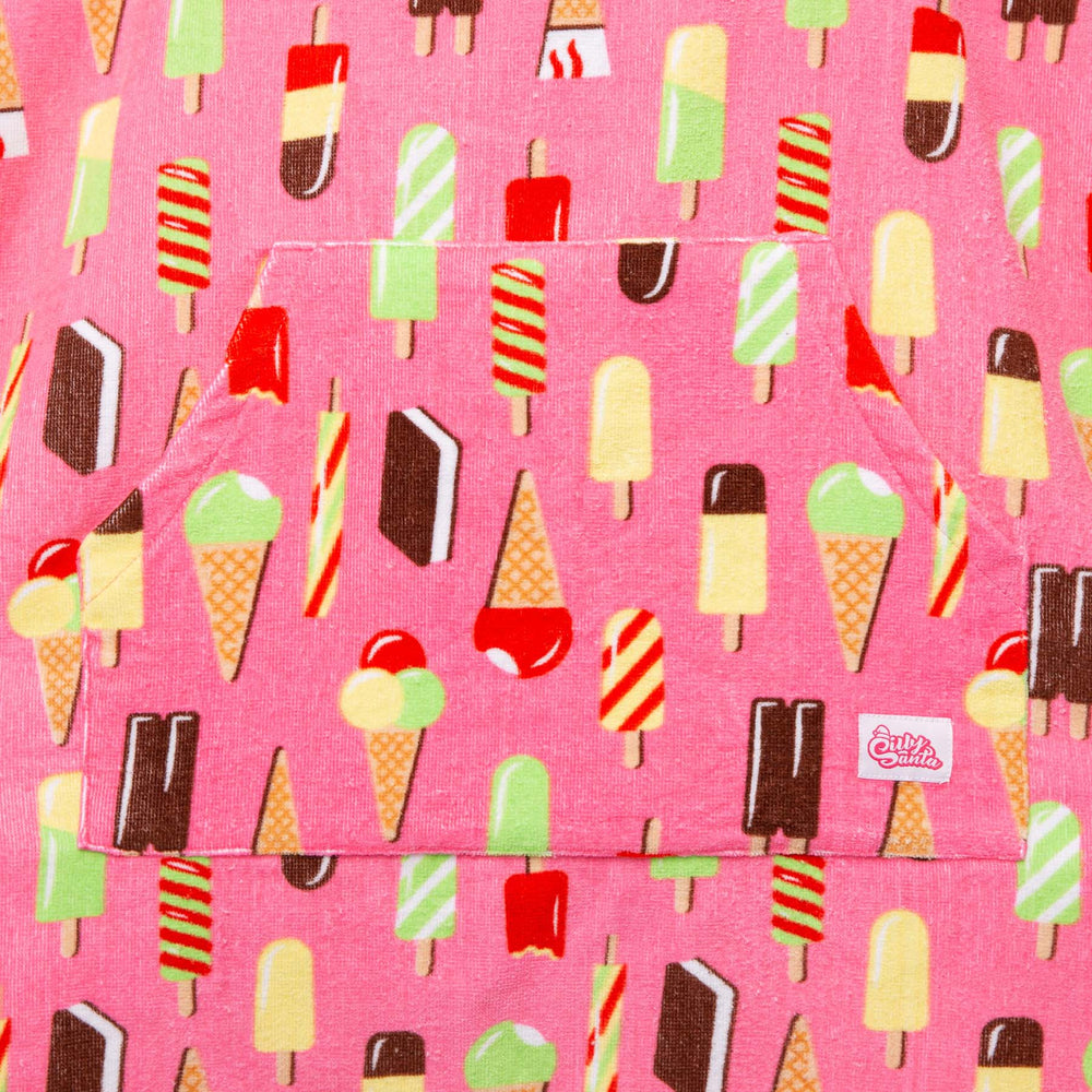 Pinke Eiscreme Badeponcho Kinder